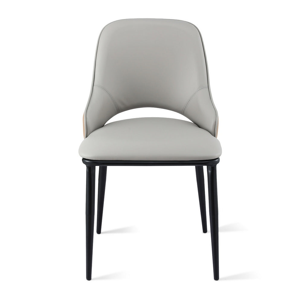 Dining Chair x1 | Hollow Design | PU Leather | Grey