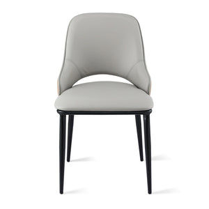 Dining Chair x1 | Hollow Design | PU Leather | Grey