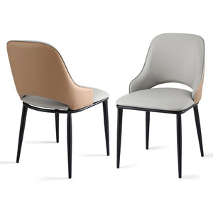 Dining Chairs Set 2pc | Hollow Design | PU Leather | Grey