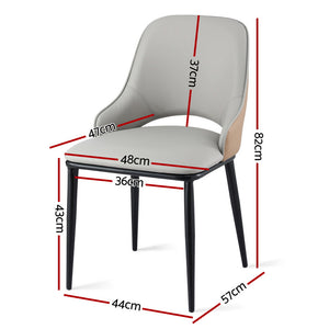 Dining Chairs Set 2pc | Hollow Design | PU Leather | Grey