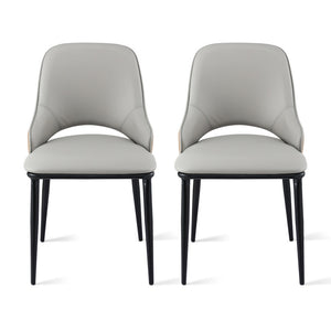 Dining Chairs Set 2pc | Hollow Design | PU Leather | Grey