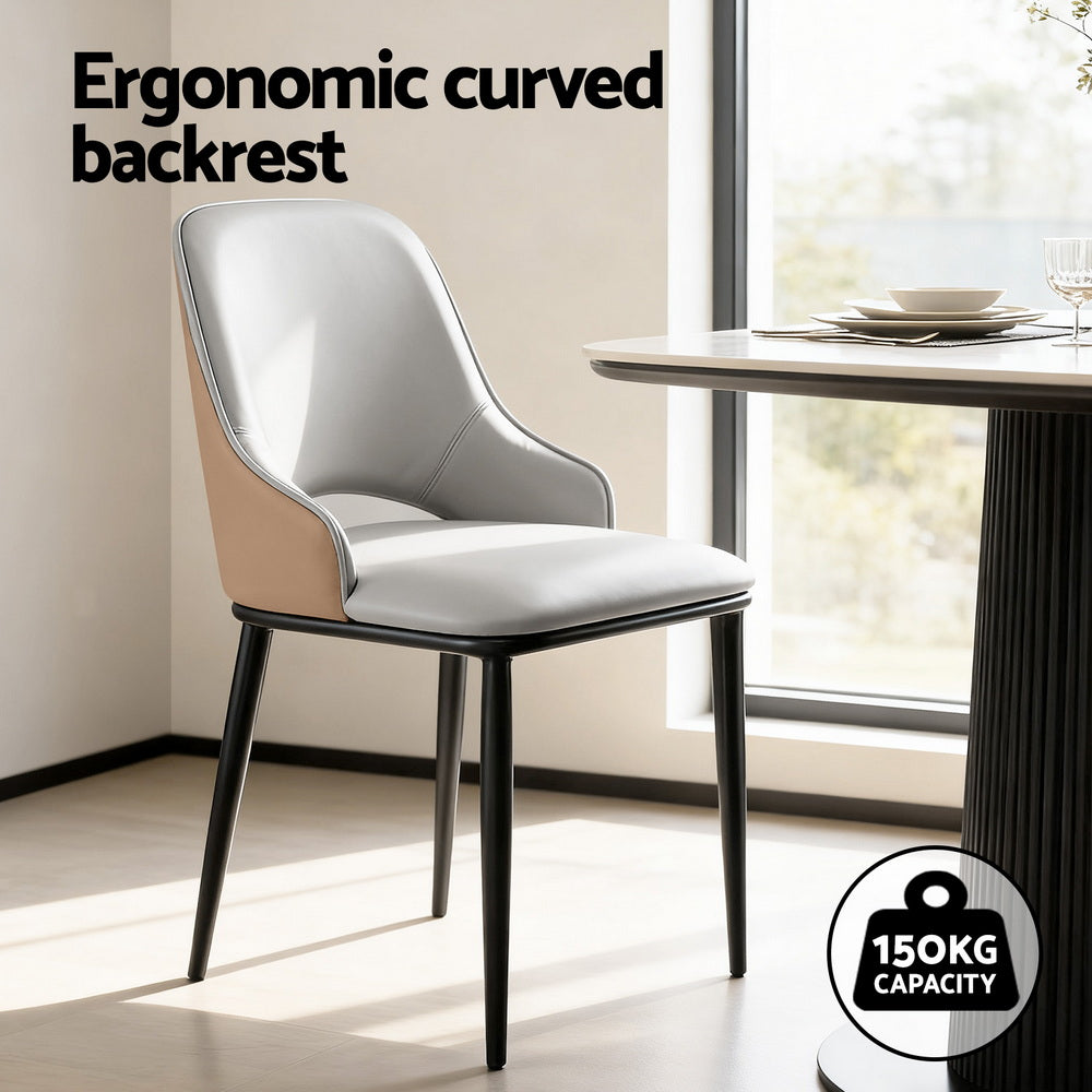 Dining Chairs Set 2pc | Hollow Design | PU Leather | Grey