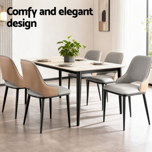 Dining Chairs Set 2pc | Hollow Design | PU Leather | Grey