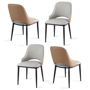 Dining Chairs Set 4pc | Hollow Back Design | PU Leather | Grey
