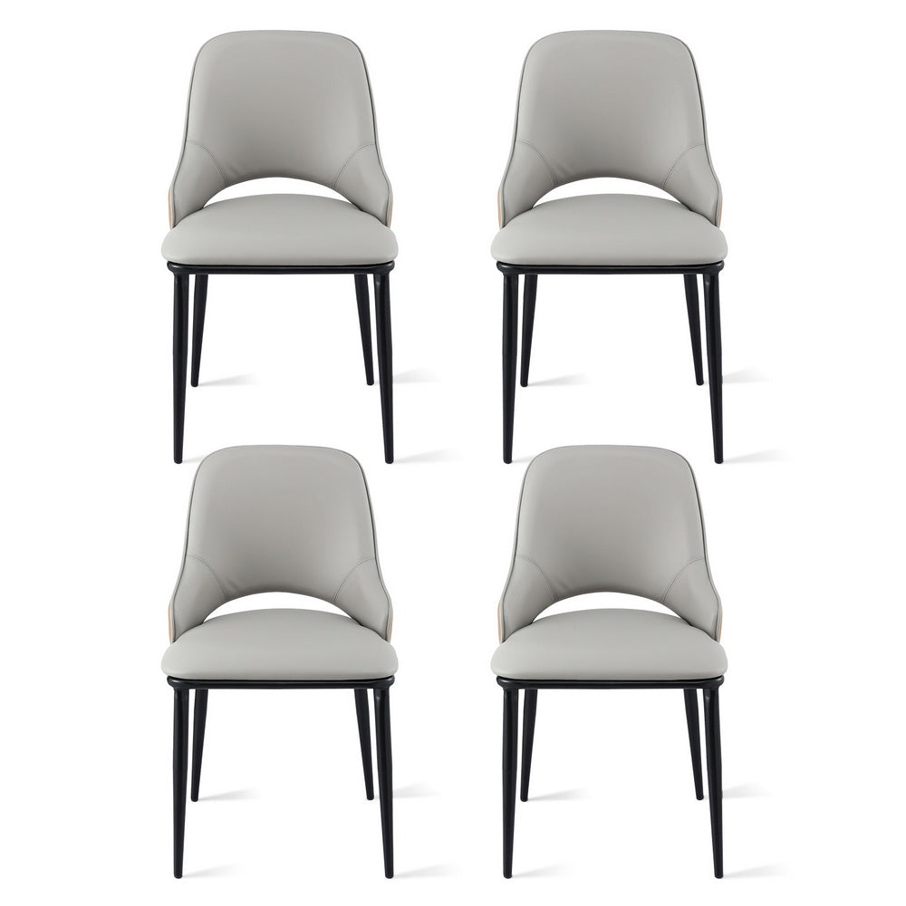 Dining Chairs Set 4pc | Hollow Back Design | PU Leather | Grey