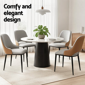 Dining Chairs Set 4pc | Hollow Back Design | PU Leather | Grey