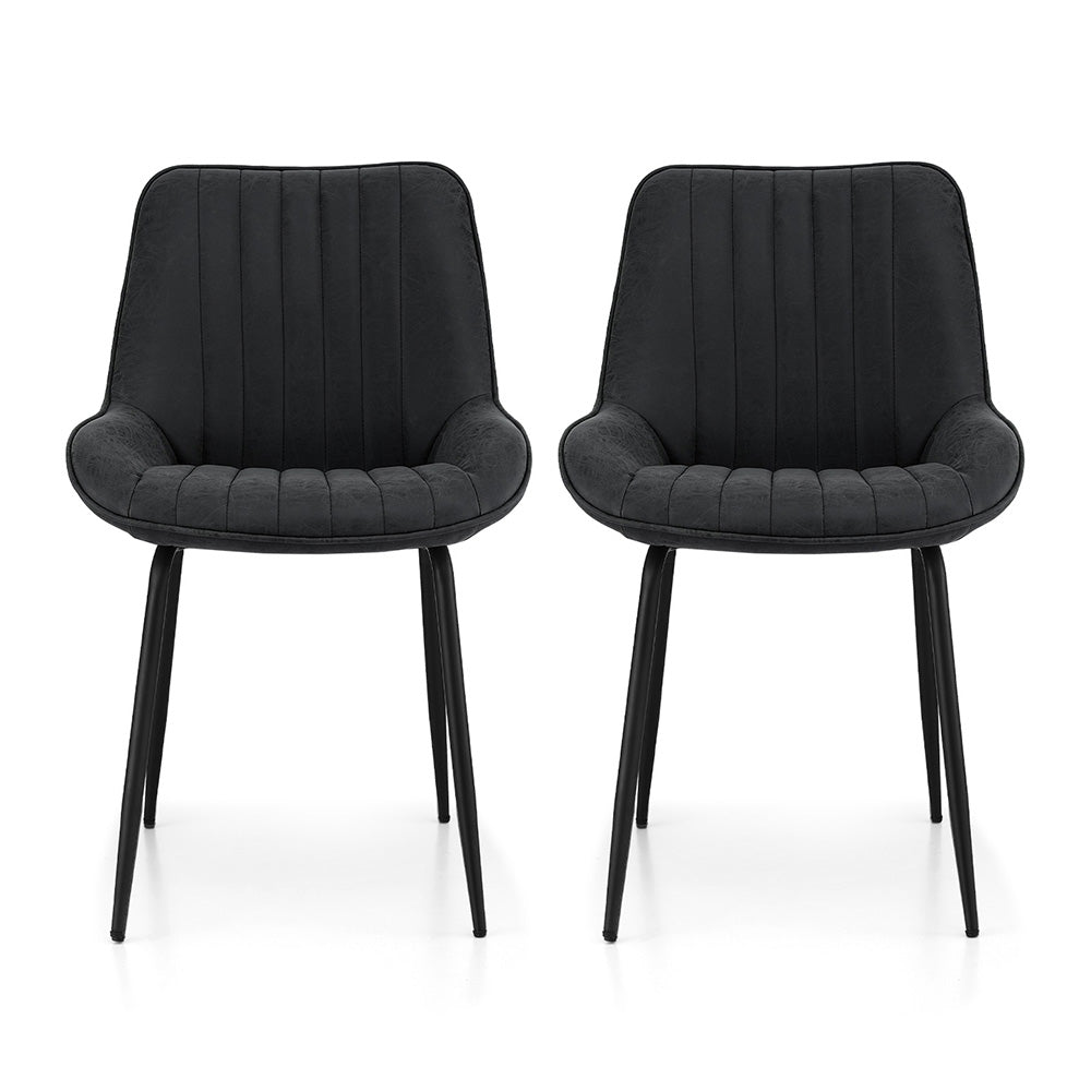 Brand New Dining Chairs Set 2pc | Retro Style | PU Leather | Black