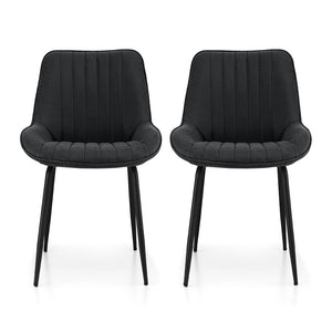 Brand New Dining Chairs Set 2pc | Retro Style | PU Leather | Black