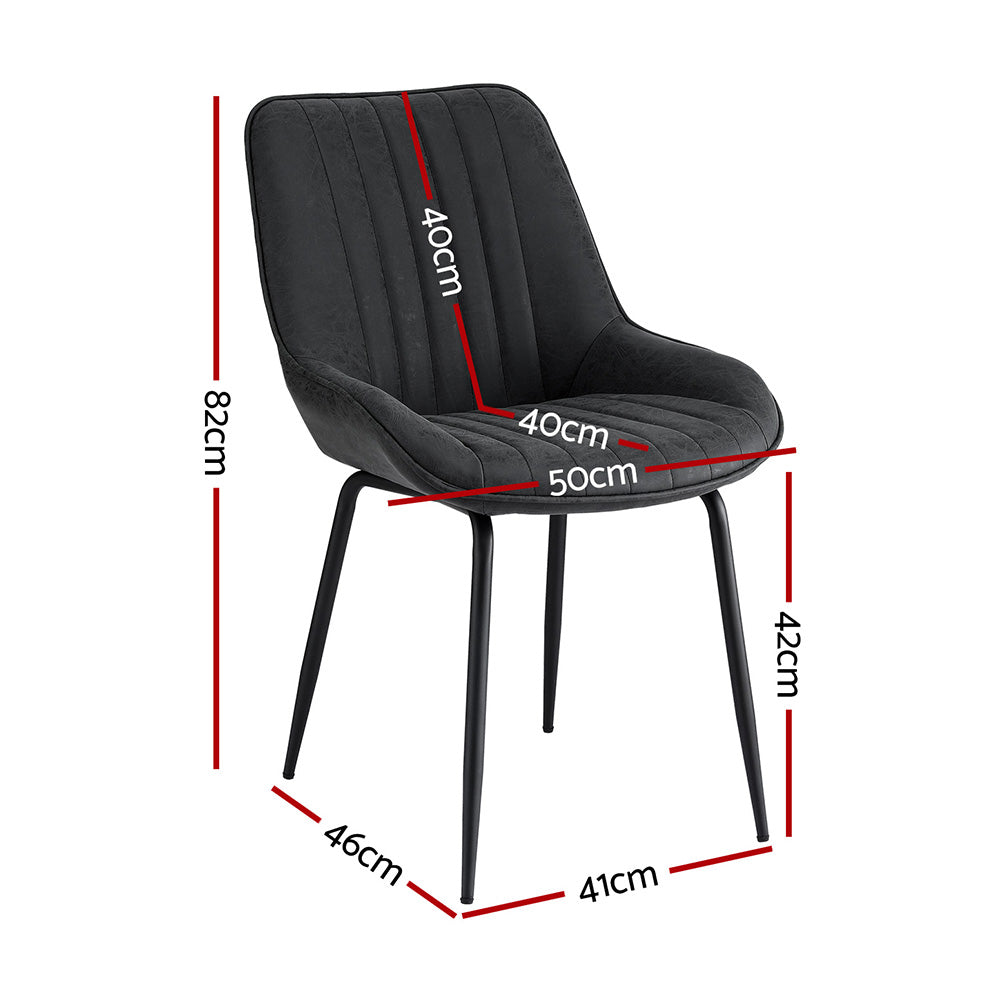 Brand New Dining Chairs Set 2pc | Retro Style | PU Leather | Black