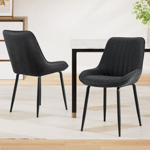 Brand New Dining Chairs Set 2pc | Retro Style | PU Leather | Black