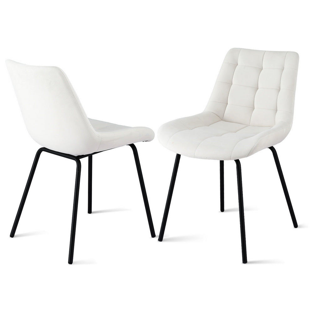 Dining Chairs Set 2pc | Velvet Tufted | Accent Chairs | Beige
