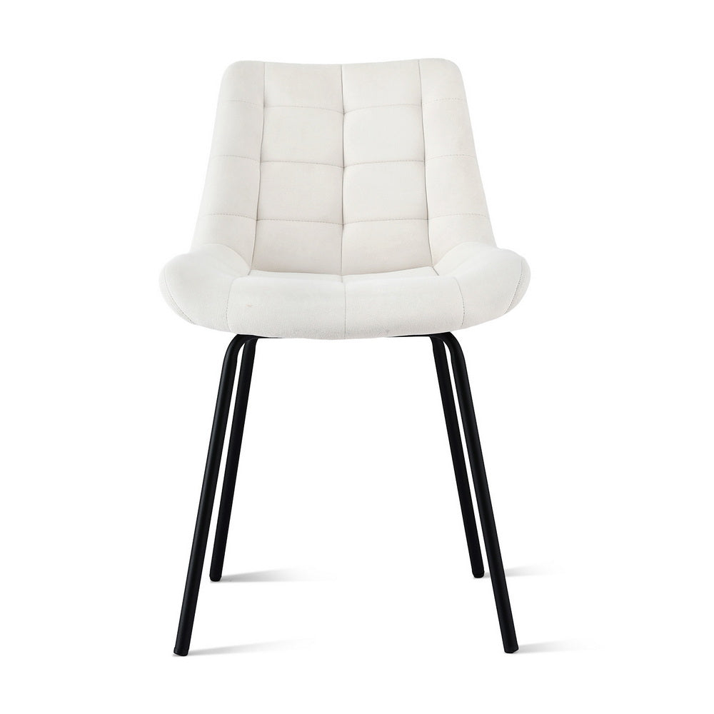 Dining Chairs Set 2pc | Velvet Tufted | Accent Chairs | Beige