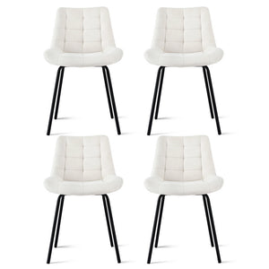 Velvet Tufted Dining Chairs Set 4pc | Accent Style | Beige