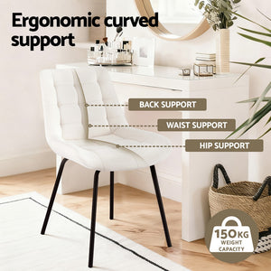 Velvet Tufted Dining Chairs Set 4pc | Accent Style | Beige