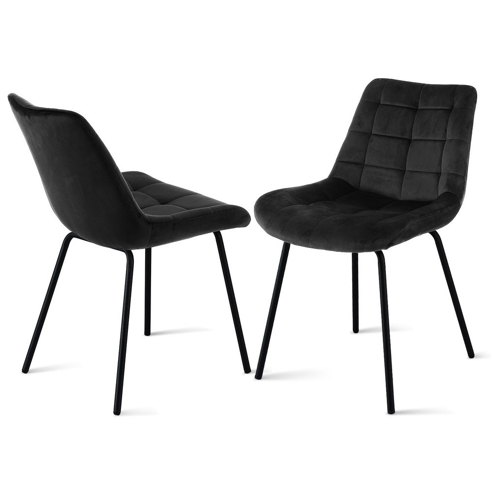 Dining Chairs Set 2pc | Velvet Tufted | Accent Chairs | Black