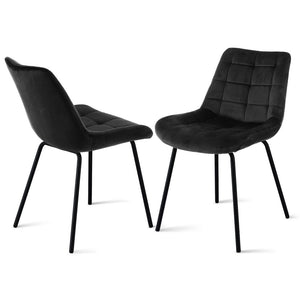 Dining Chairs Set 2pc | Velvet Tufted | Accent Chairs | Black