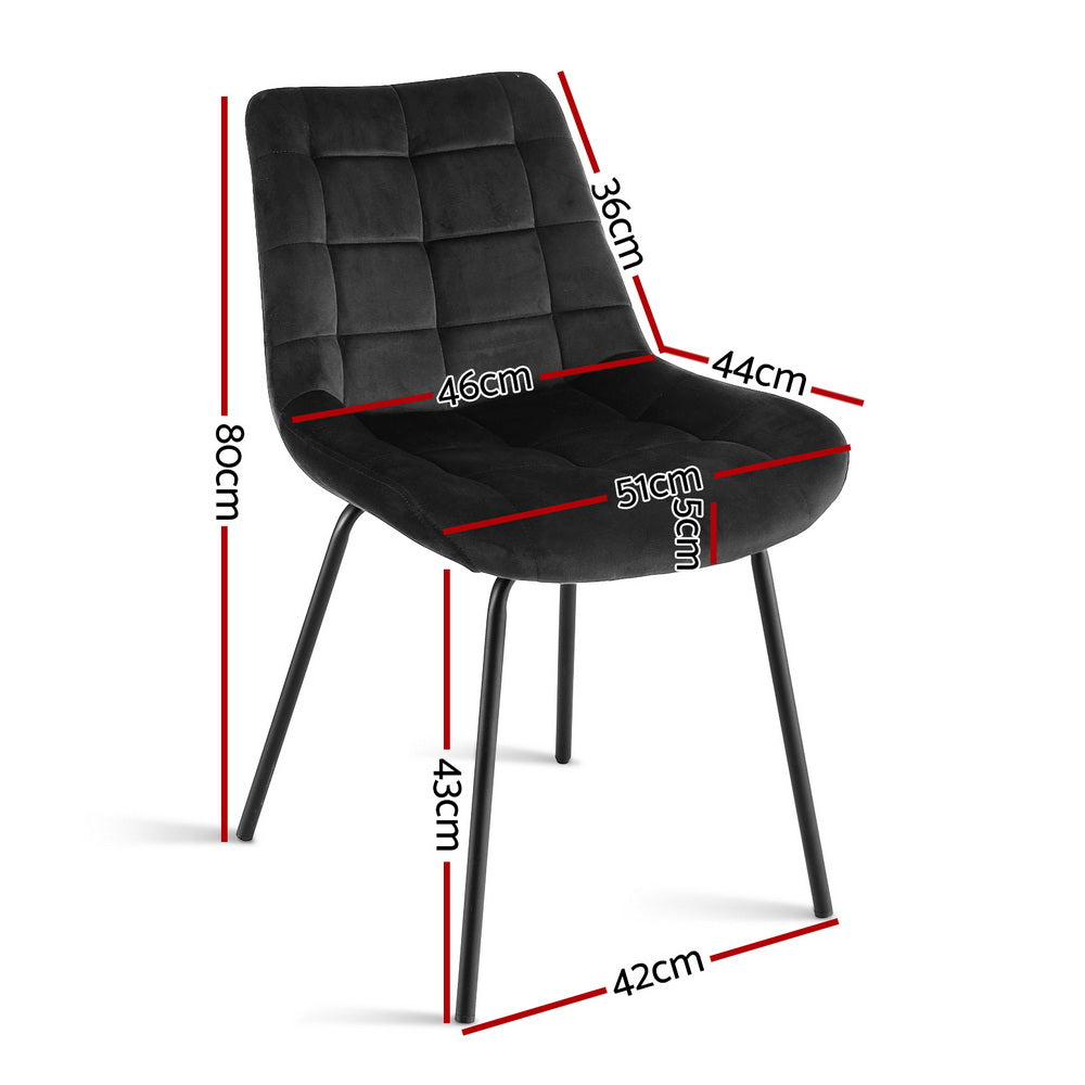 Dining Chairs Set 2pc | Velvet Tufted | Accent Chairs | Black