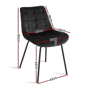 Dining Chairs Set 2pc | Velvet Tufted | Accent Chairs | Black