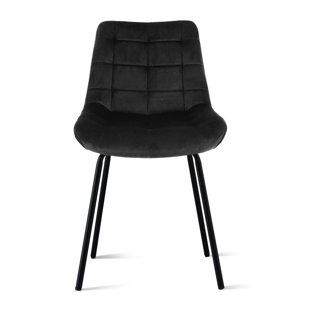 Dining Chairs Set 2pc | Velvet Tufted | Accent Chairs | Black