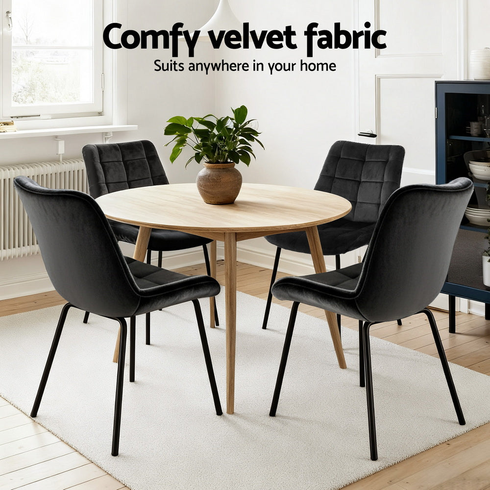 Dining Chairs Set 2pc | Velvet Tufted | Accent Chairs | Black