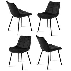 Tufted Velvet Dining Chairs Set 4pc | Black