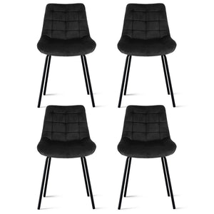 Tufted Velvet Dining Chairs Set 4pc | Black