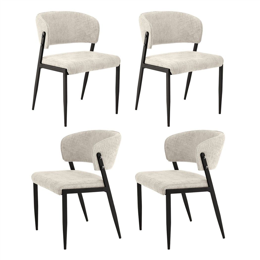 Dining Chairs | 4 Pack | Linen Fabric Upholstered Chairs | Beige
