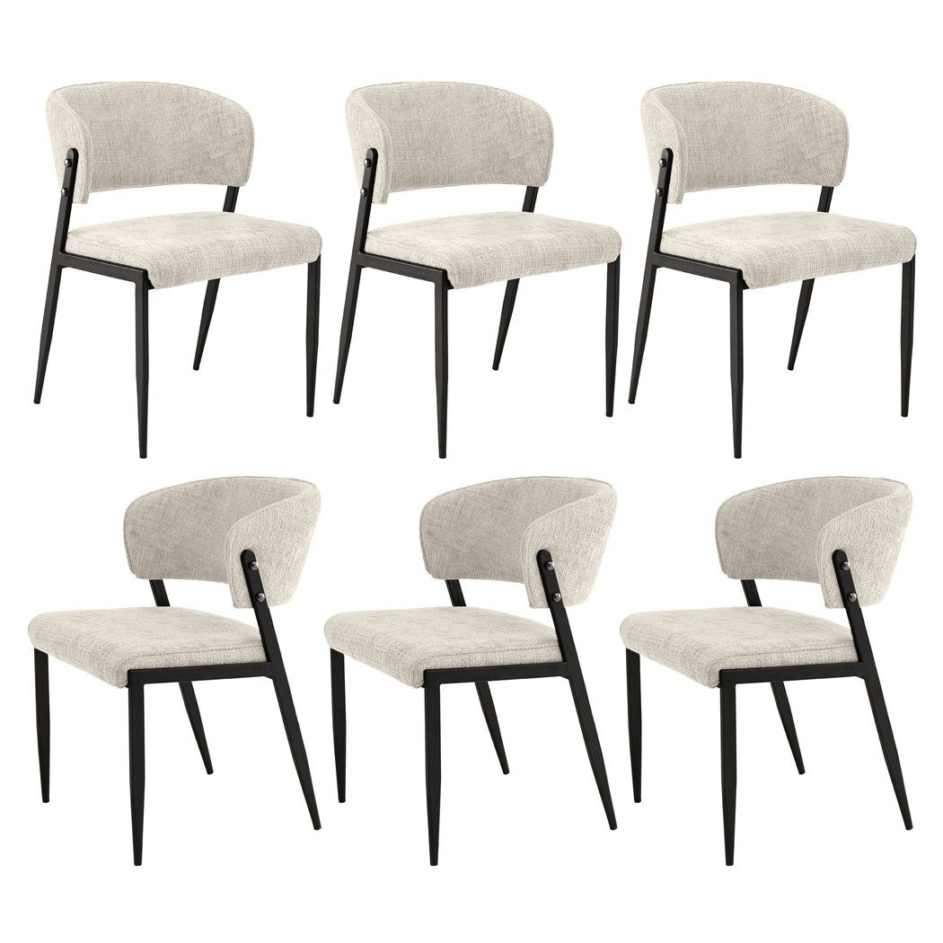 Dining Chairs | 6 Pack | Soft Linen Upholstered Chairs | Beige