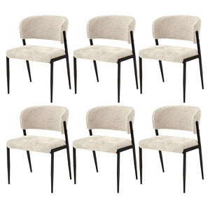 Artiss Dining Chairs Set of 6 Linen Fabric Soft Upholstered Chairs Beige
