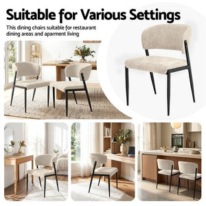 Artiss Dining Chairs Set of 6 Linen Fabric Soft Upholstered Chairs Beige