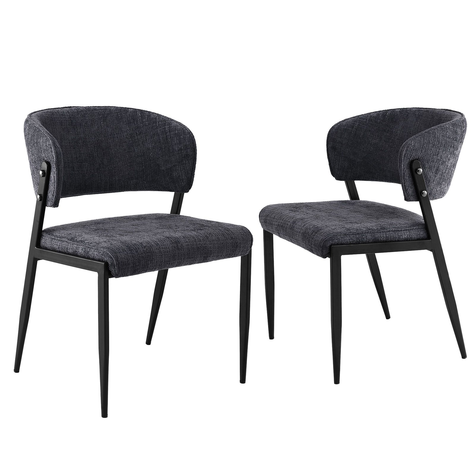 Dining Chairs | 2 Pack | Linen Fabric Upholstered Chairs | Charcoal
