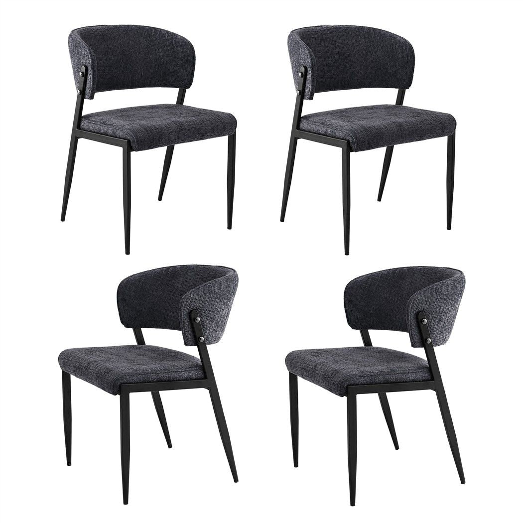 Dining Chairs | 4 Pack | Linen Fabric Upholstered Chairs | Charcoal