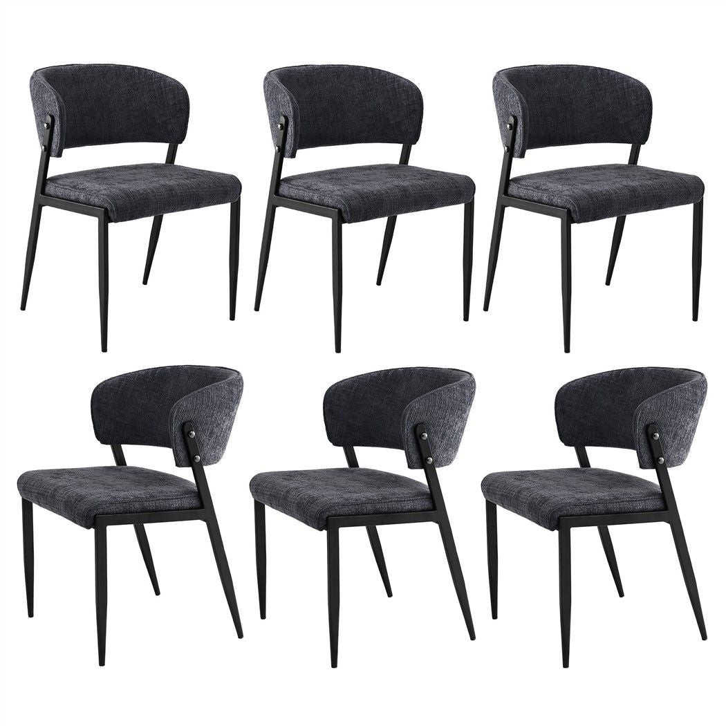 Dining Chairs | 6 Pack | Soft Linen Upholstered Chairs | Charcoal