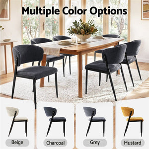 Artiss Dining Chairs Set of 6 Linen Fabric Soft Upholstered Chairs Charcoal