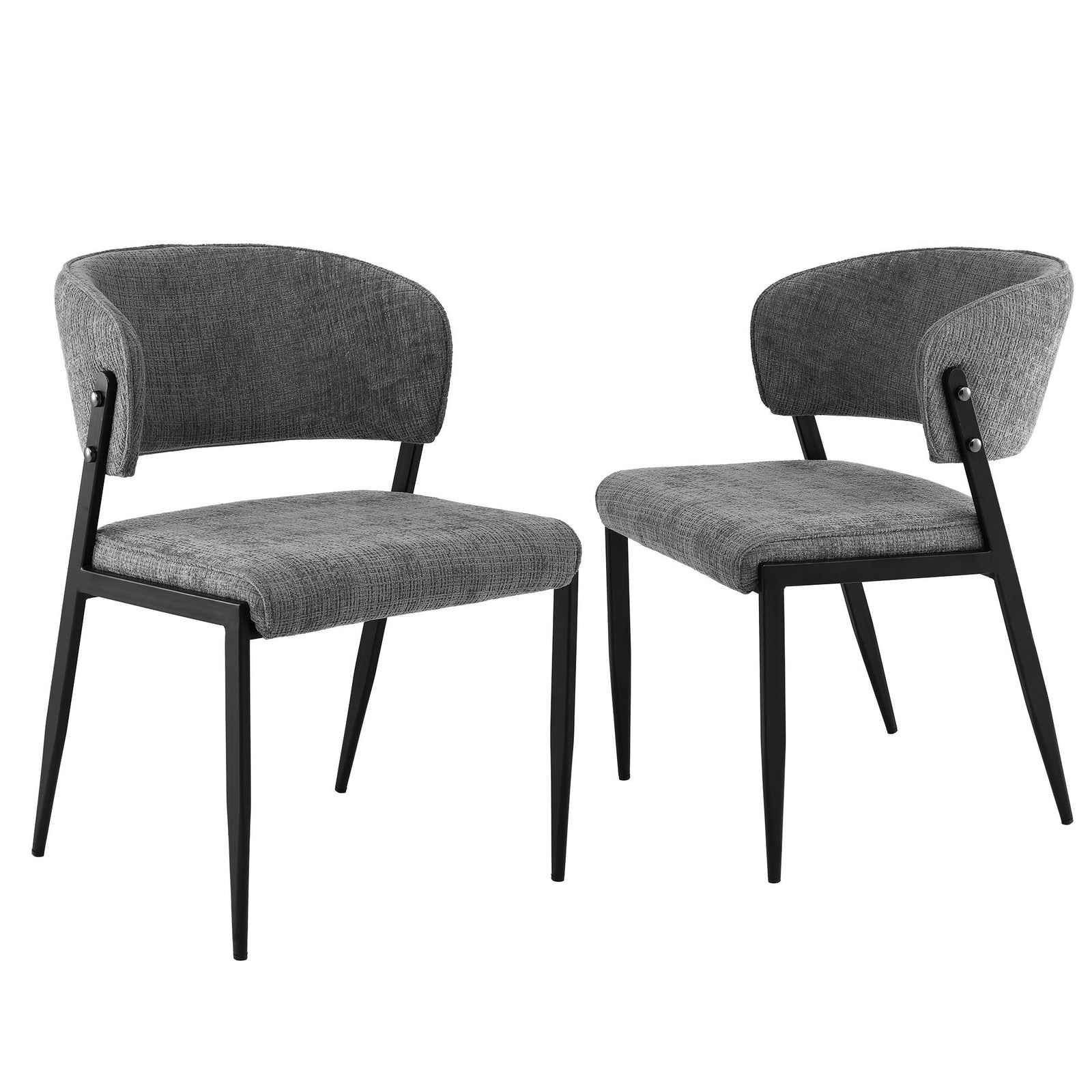 Dining Chairs | 2 Pack | Linen Fabric Upholstered Chairs | Grey