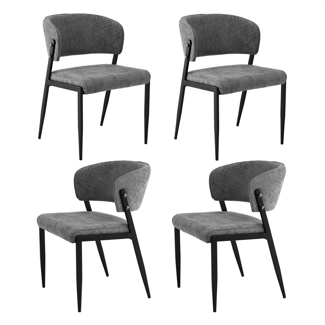 Dining Chairs | 4 Pack | Linen Fabric Upholstered Chairs | Grey