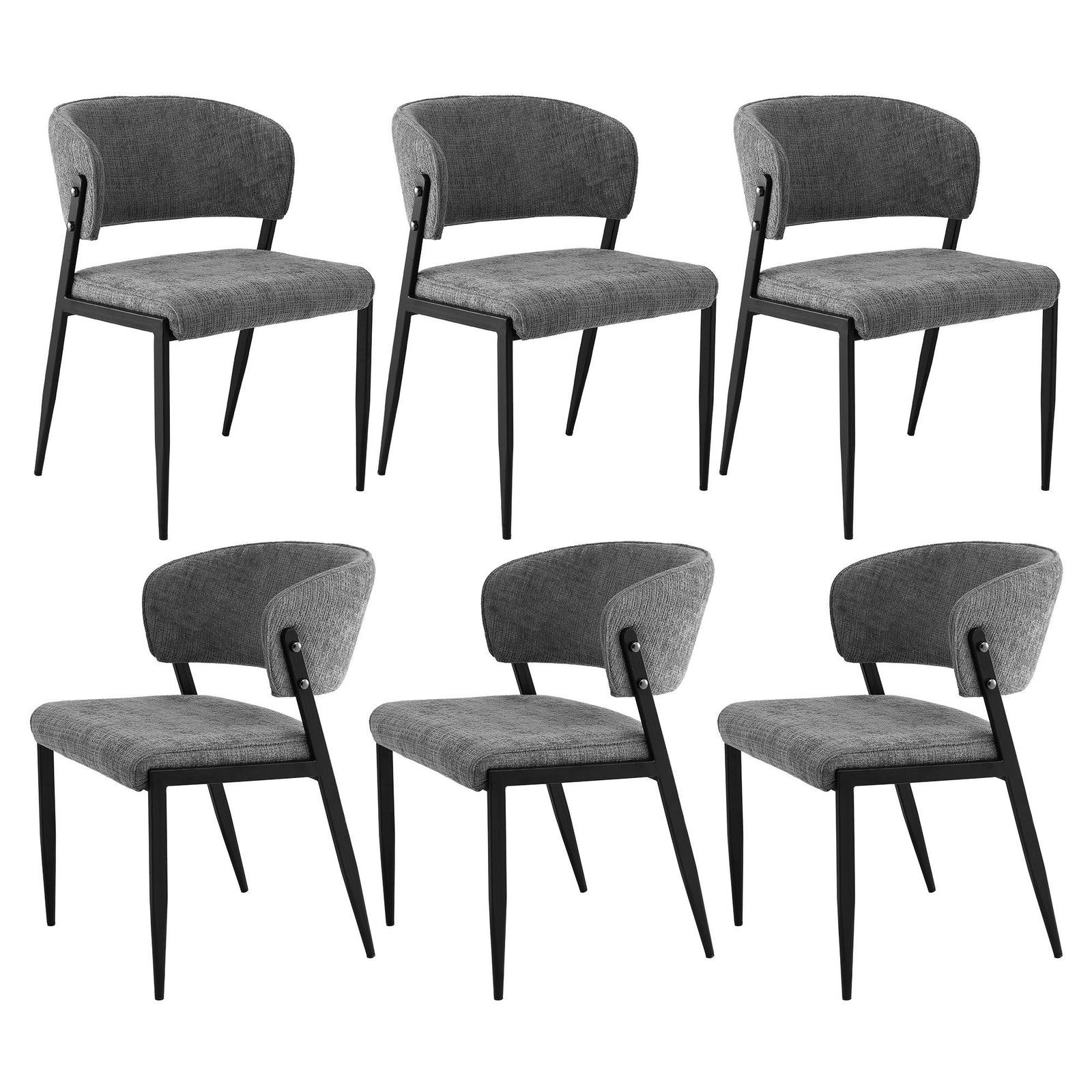 Dining Chairs | 6 Pack | Soft Linen Upholstered Chairs | Grey