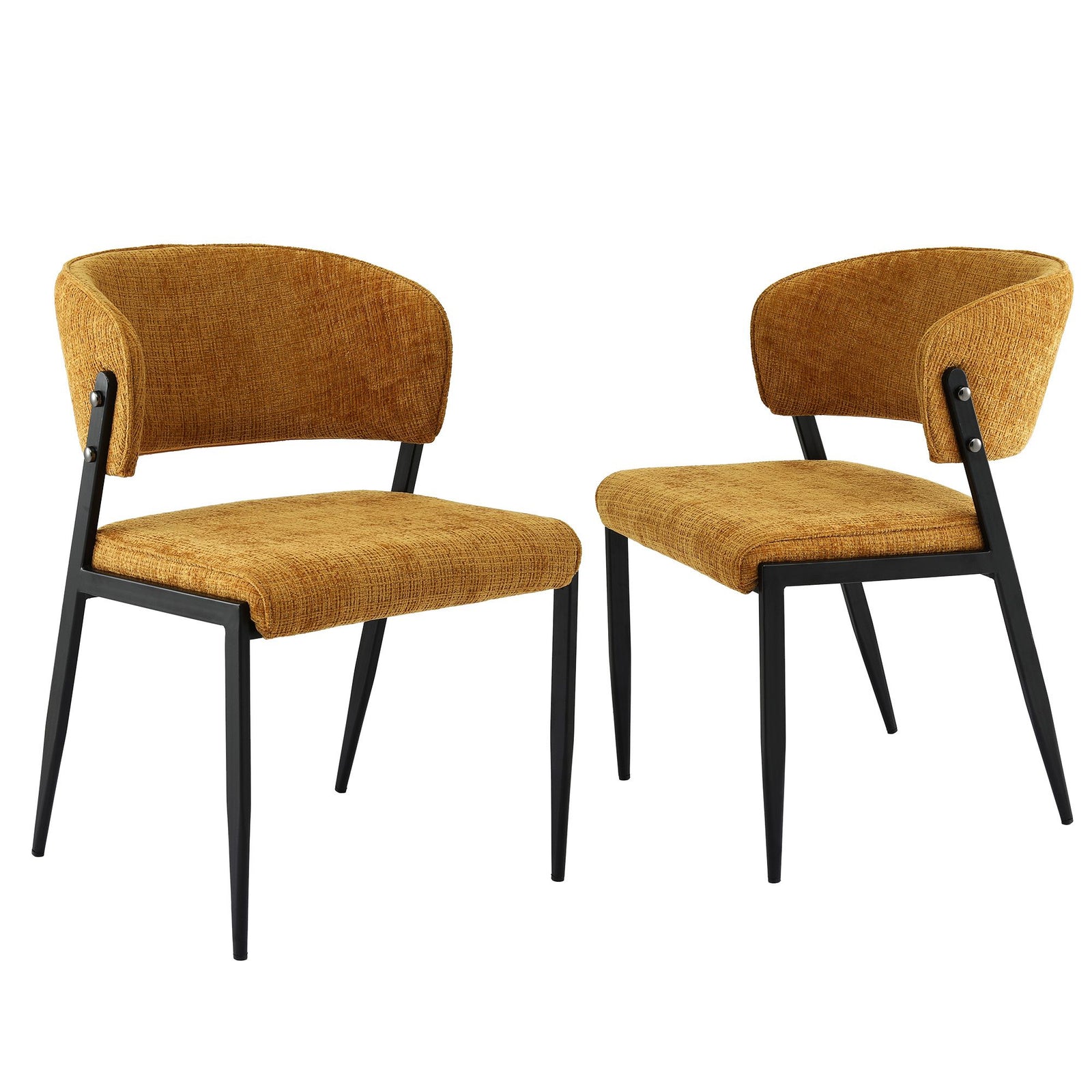 Dining Chairs | 2 Pack | Linen Fabric Upholstered Chairs | Mustard