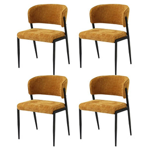 Artiss Dining Chairs Set of 4 Linen Fabric Soft Upholstered Chairs Mustard