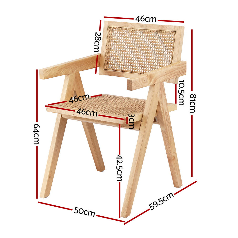 Dining Chair x1 | Wooden Rattan Seat | Rubber Wood Frame