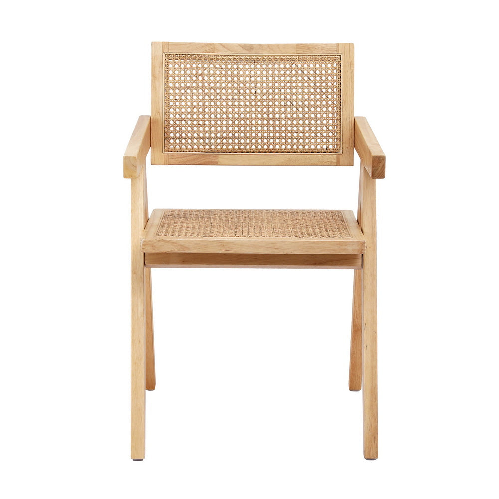 Dining Chair x1 | Wooden Rattan Seat | Rubber Wood Frame