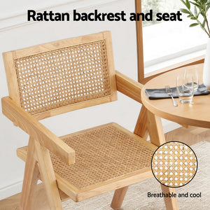 Dining Chairs Set 4pc | Rubber Wood Frame | Rattan Seat