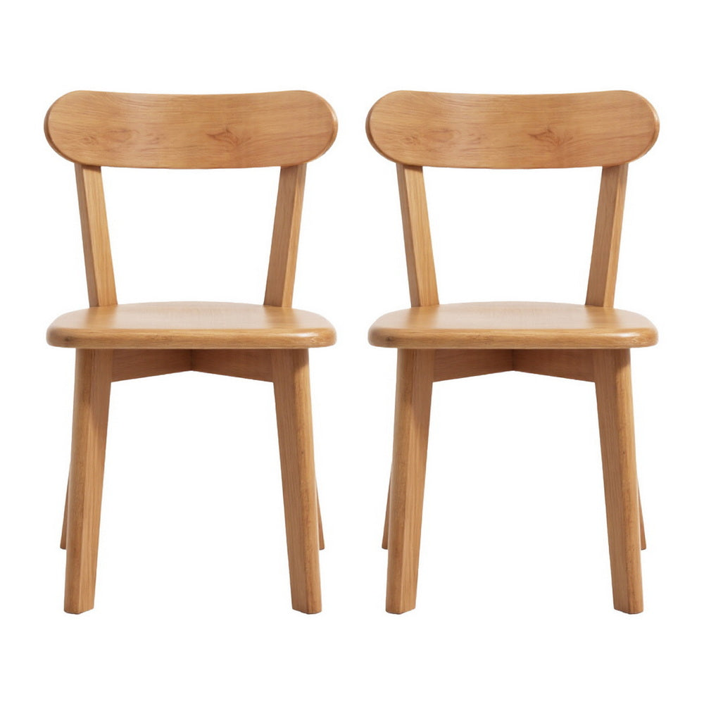 Dining Chairs Set 2pc | Wooden Accent Chairs | Rubber Wood Frame