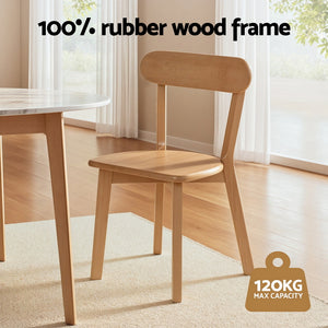 Dining Chairs Set 2pc | Wooden Accent Chairs | Rubber Wood Frame