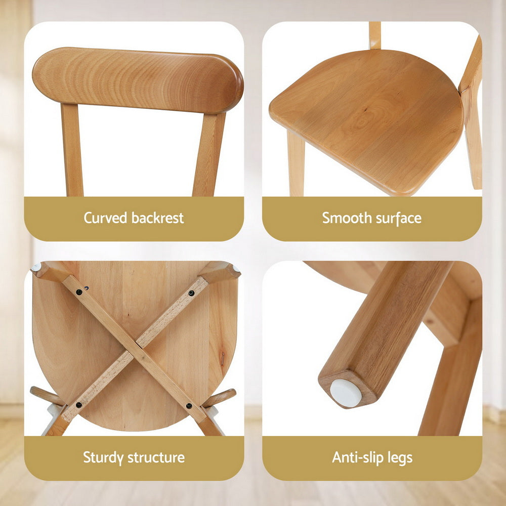 Dining Chairs Set 2pc | Wooden Accent Chairs | Rubber Wood Frame