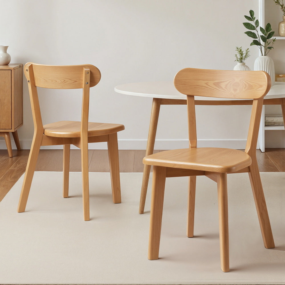Dining Chairs Set 2pc | Wooden Accent Chairs | Rubber Wood Frame