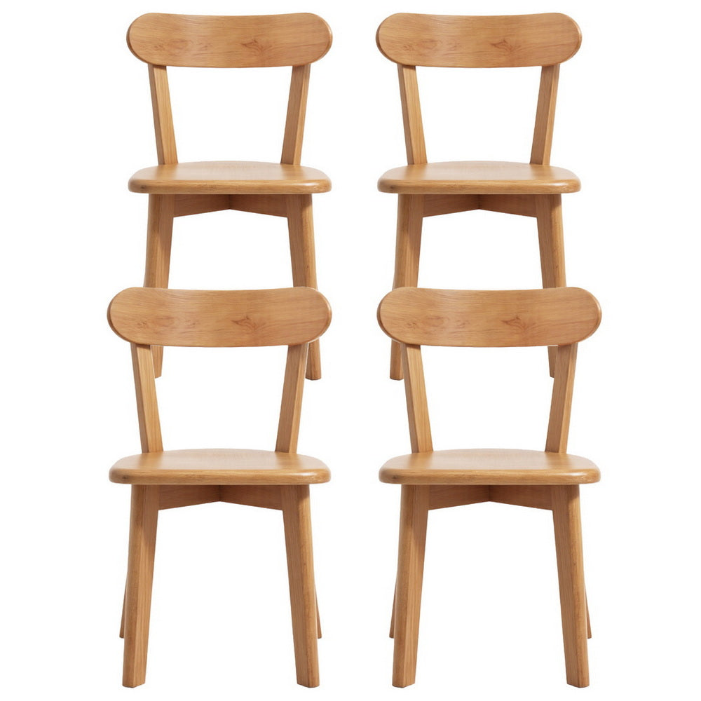 Wooden Dining Chairs Set 4pc | Rubber Wood Frame | Kitchen Cafe