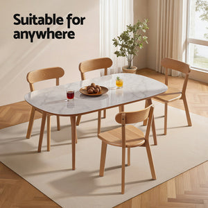 Wooden Dining Chairs Set 4pc | Rubber Wood Frame | Kitchen Cafe