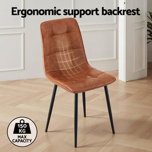Retro PU Leather Kitchen Chairs Set 4pc | Brown (Version A)