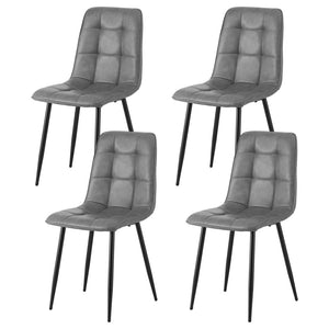 Retro Dining Chairs Set 4pc | PU Leather | Grey (Style 1)